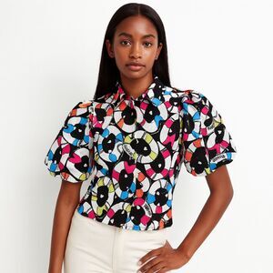 LOVE MOSCHINO Multicolor Graphic Button Up Shirt Top Blouse   Women's Size 2